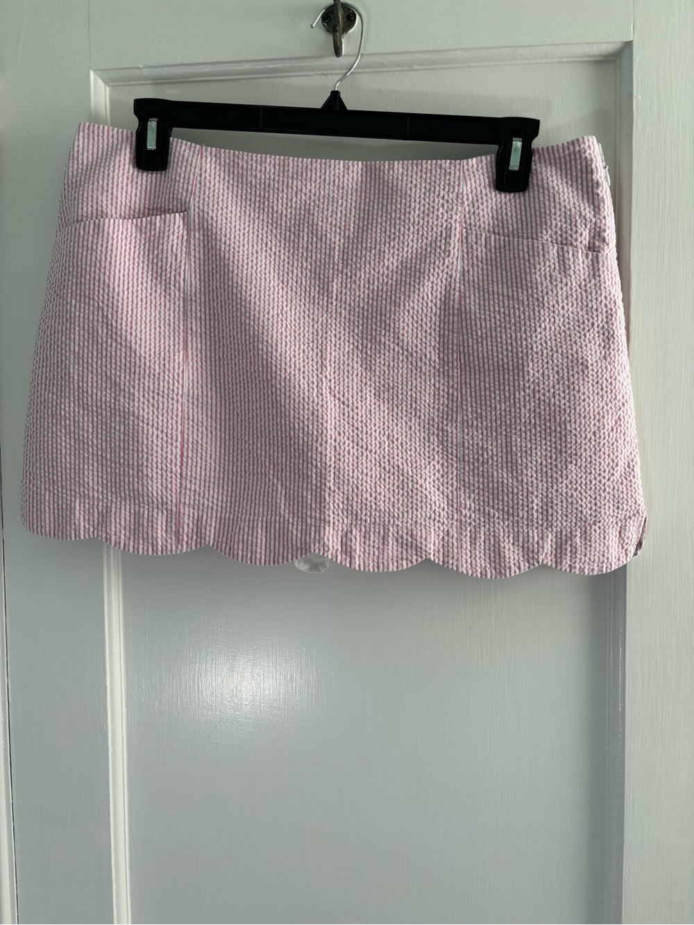 Lilly Pulitzer Pink Scalloped Hem Seersucker Mini Skirt